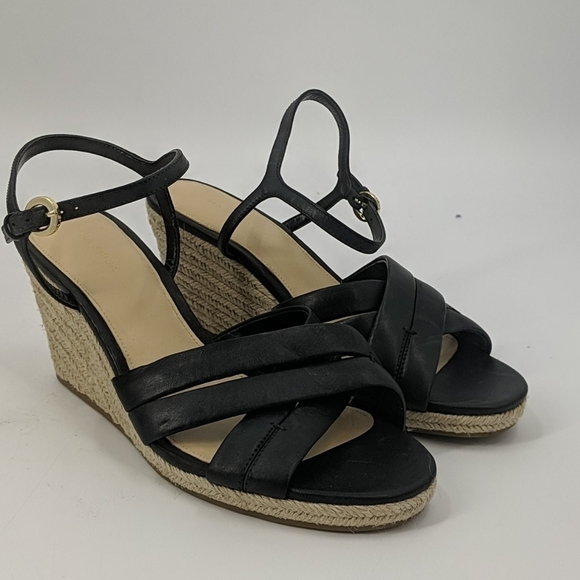 NWOT VIA SPIGA Leather Espadrille Wedge Sandals - Picture 1 of 9